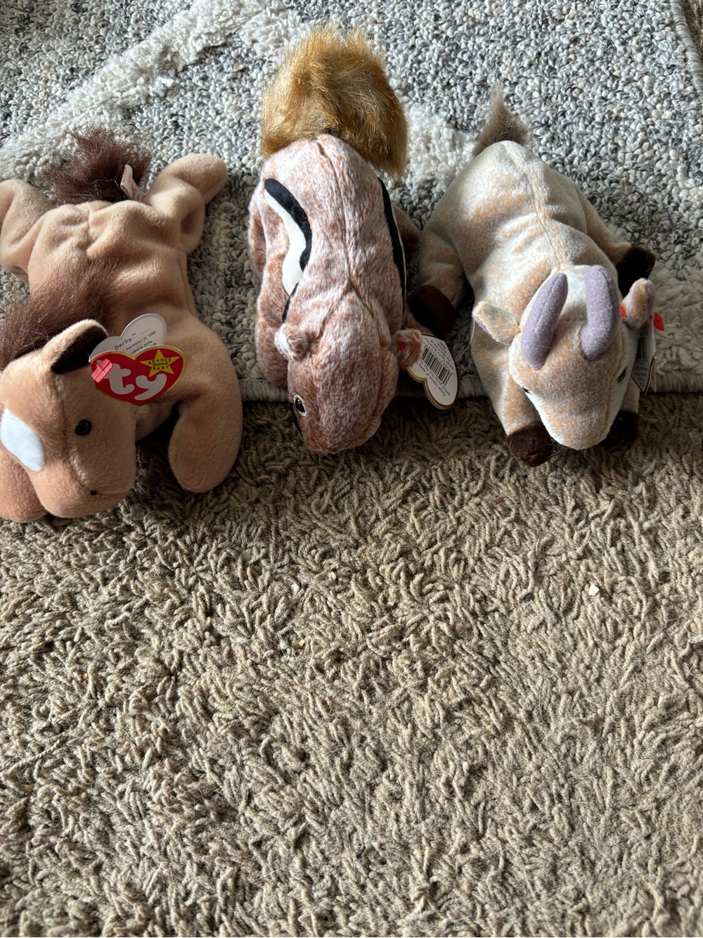 Ty Plush Animal Trio - Brown, Tan, Cream
